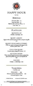 Platillos del Bar Core 10-22